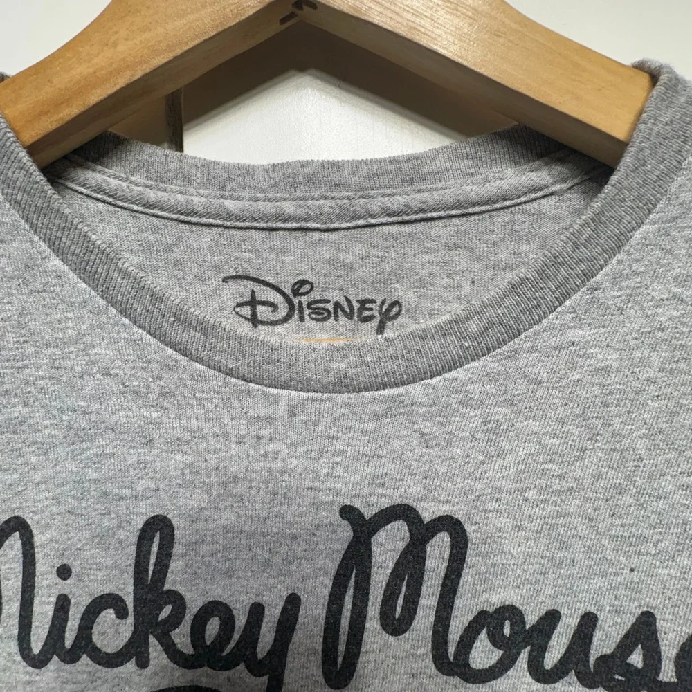 Disney Mickey Mouse Graphic T-Shirt Mens Gray Red Peace Sign Short Sleeve Tee - Picture 2 of 7